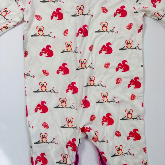 Kyte BABY Park Snap Footie 3-6M Pink Squirrel‎ Owl Retired - Picture 9 of 12